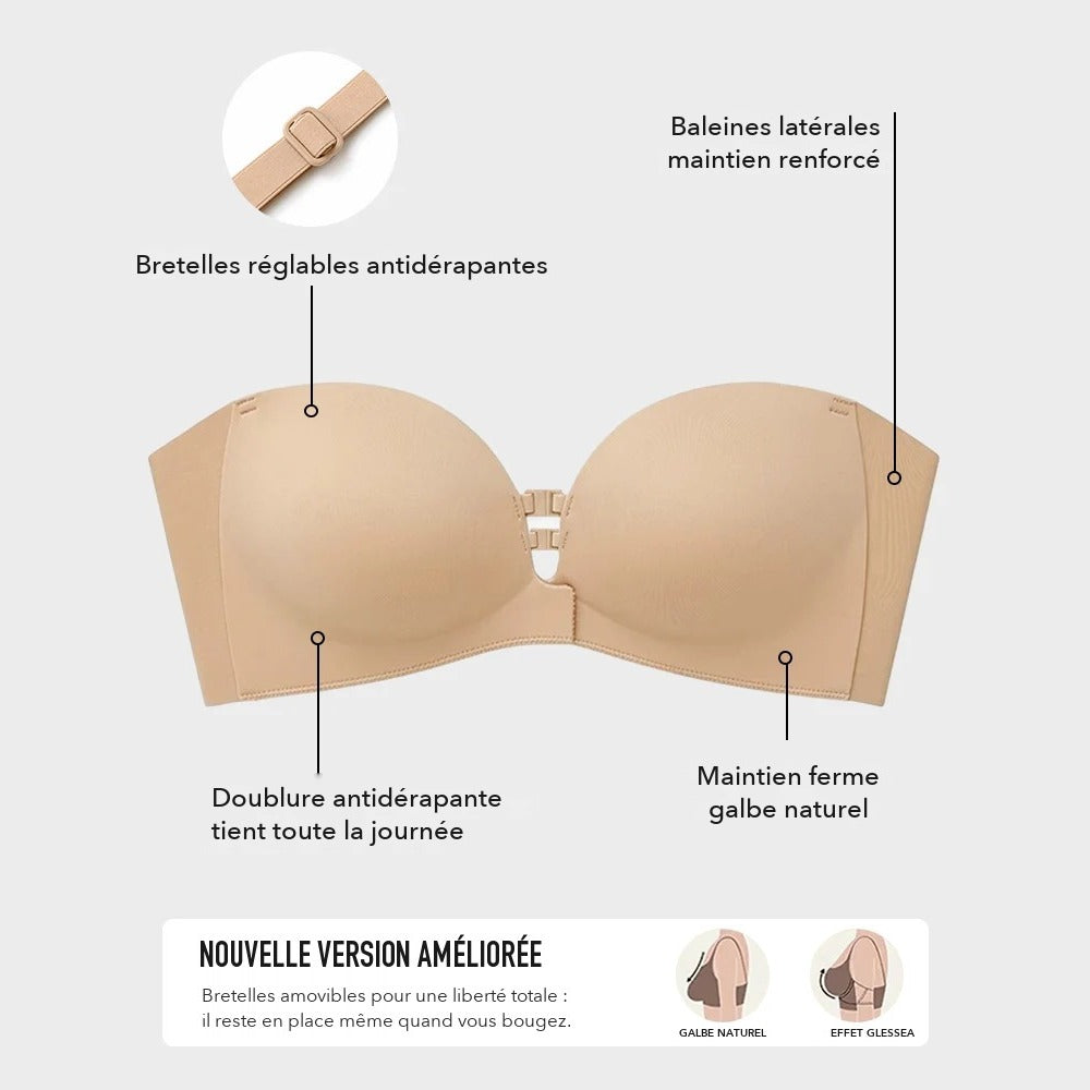 Détails : bretelles réglables, baleines latérales, doublure antidérapante